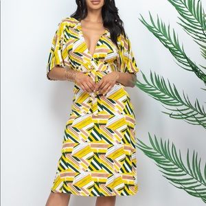 Printed MIDI Dress Olive